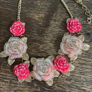 Warm pink floral necklace
